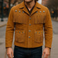Vintage Fringe Leather Mens Western Jacket, Handmade Cowboy Style Rodeo Outfit with Classic Look