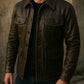 Handmade Men’s Leather Jacket – Vintage Four Pockets, Stylish Shirt Collar Leather Coat