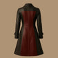 Handmade Two-Tone Leather Coat: Women's Buckle Trench, Gothic Fashion