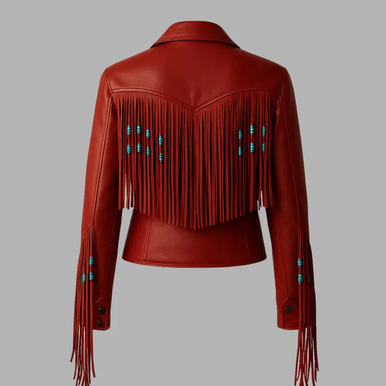 Handmade Western Leather Fringe Jacket: Cowgirl Boho Style