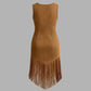 Handmade Suede Fringe Dress: Western Cowgirl Boho Mini
