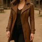Women’s Distressed Hooded Leather Long Coat – Handmade Vintage Trench, Classic Retro Outerwear