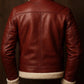 Handmade Red Leather Biker Jacket Slim Fit Winter Jacket Christmas Gift