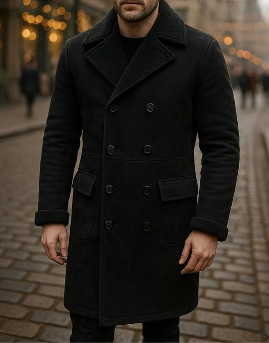 Handmade Genuine Leather Men's Overcoat: Vintage Style Long coat
