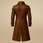 Handmade Brown Leather Trench Coat: Vintage Double Breasted Belted Jacket