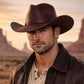 Premium Dark Brown Leather Cowboy Hat for Men – Classic Western Wide Brim Hat