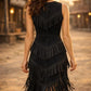 Women's Black Fringe Western Dress – Sleeveless Cowgirl Fringe Dress for Country Concerts & Rodeos